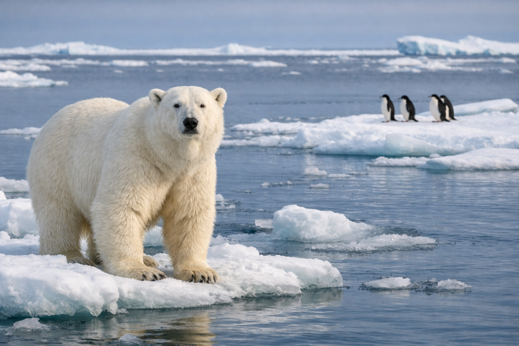 Niedźwiedź polarny na lodzie morskim